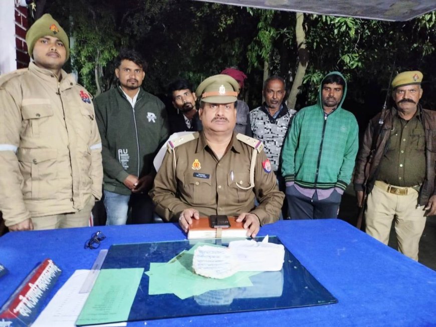 गोहन थाना पुलिस ने पकड़े 05 जुआरी।